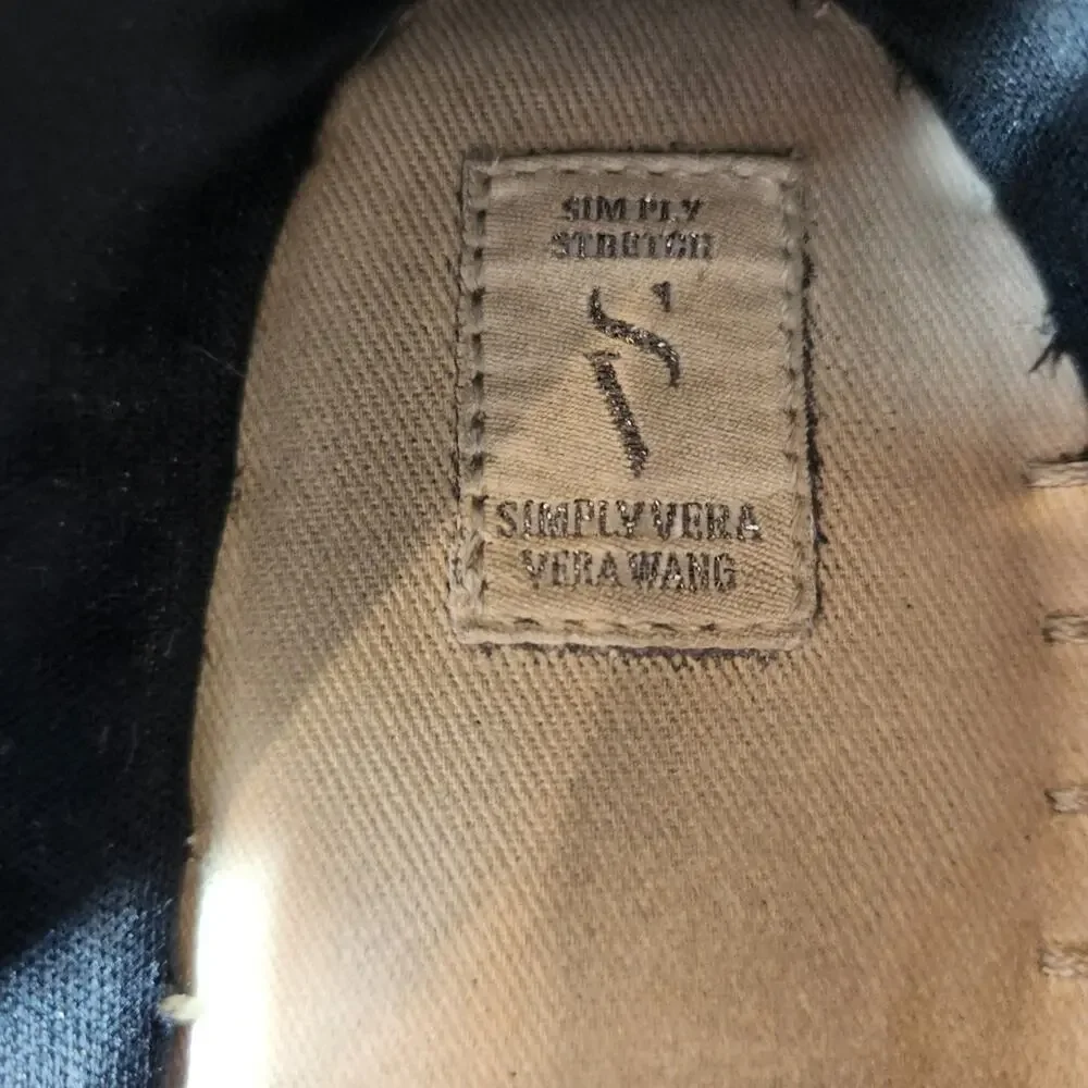 SIMPLY VERA VERA WANG Black Satin Espadrille Grommet Detail Womens 9M FLAWED